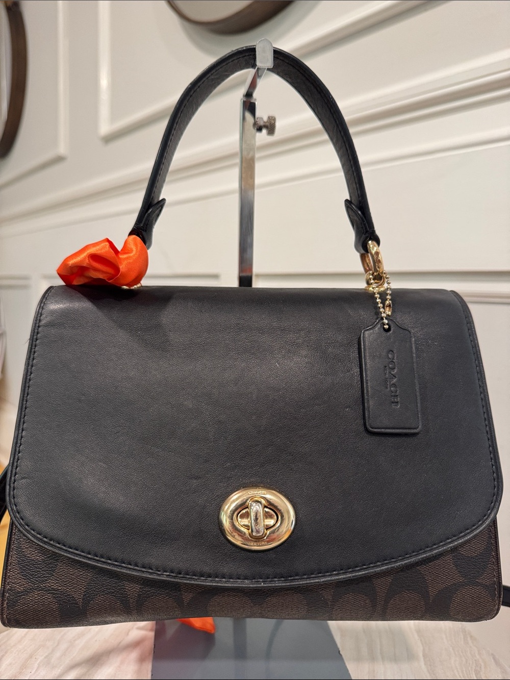 COACH Bag Tilly Signature Black Top-Handle Satchel Crossbody - Picture 5 of 17